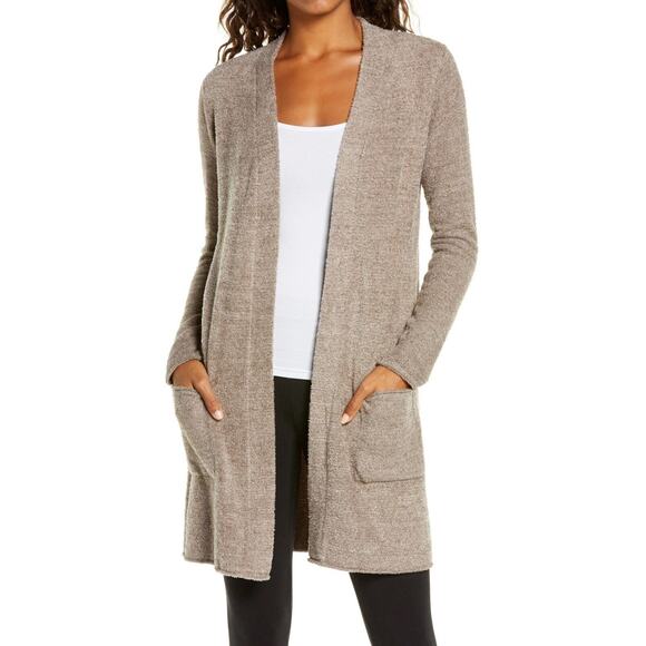 Barefoot Dreams Sweaters - Barefoot Dreams Cozychic Lite Resort Cardi Hooded Long Cardigan Taupe 905 Medium